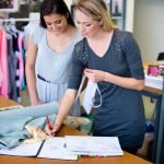 Women, fabric and design in studio for fashion, small business and workshop for sewing clothes. Female dressmaker, handicraft and startup for boutique, retail store and custom handmade for customers.